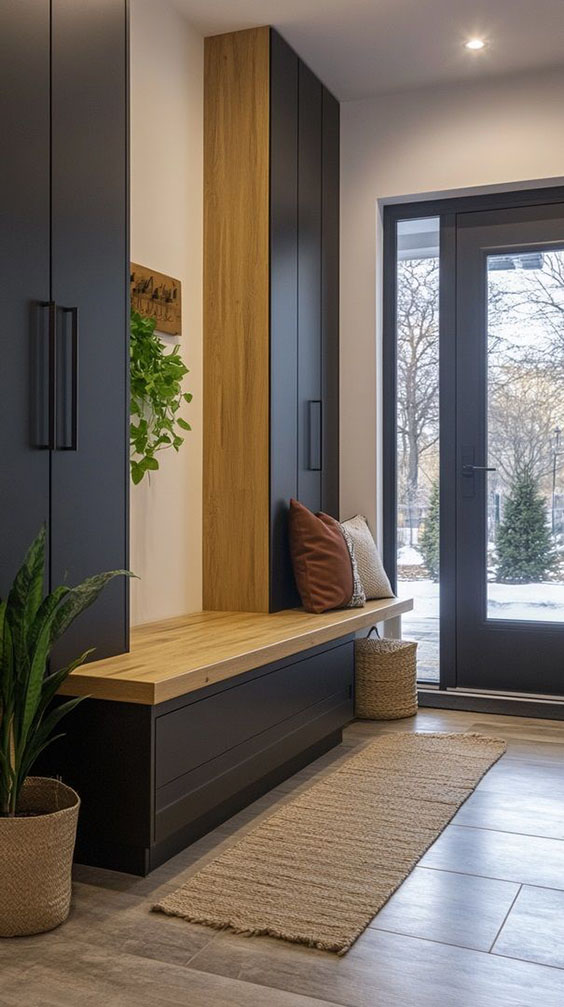 Korytarz w domu jednorodzinnym w stylu nowoczesnym